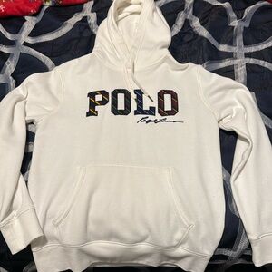 Polo hoodie White lightly worn